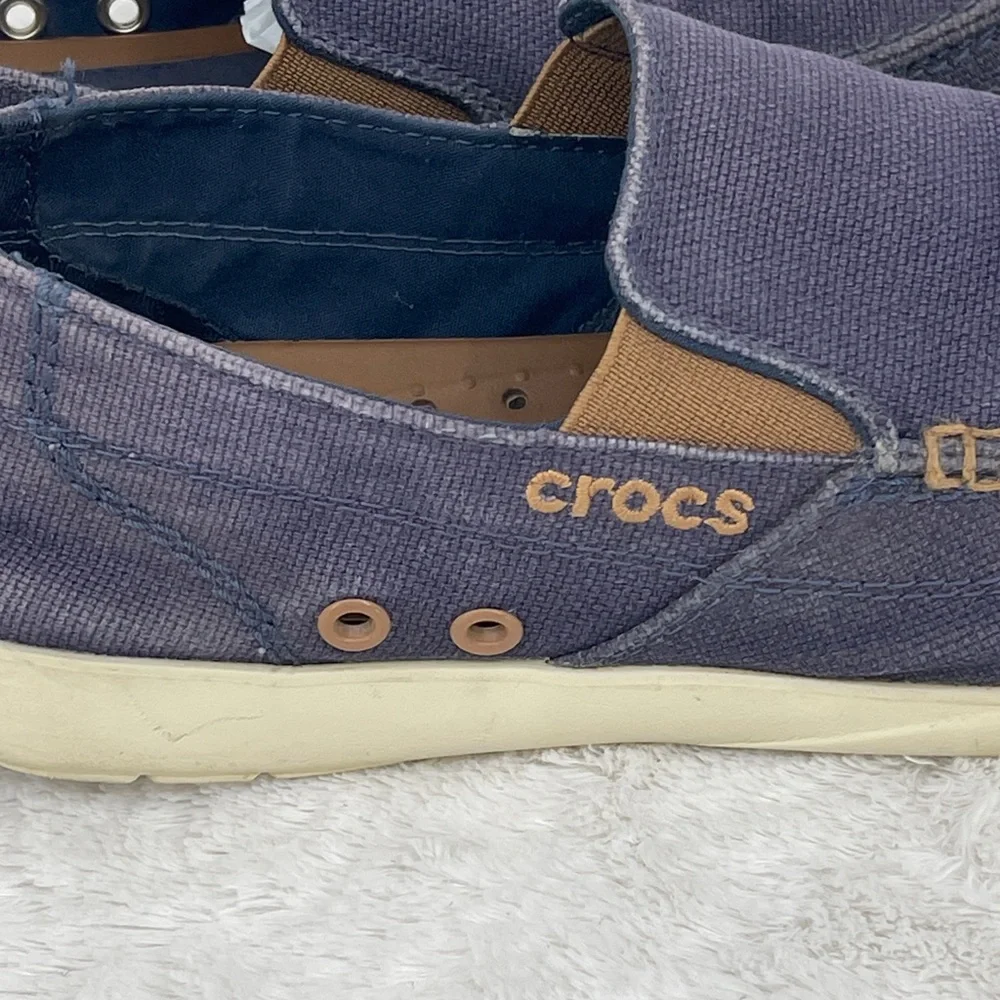 CROCS Navy and Tan Slip-On Loafers MENS SIZE 7